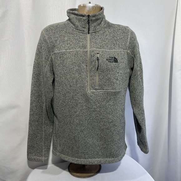 North Face Mens Sweater Sz Medium 1/4 Zip Pullover Gordon Lyons Heather Gray - Picture 1 of 9